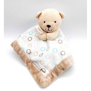 Carter's Bear With Circles Lovey Security Blanket Tan/Aqua 13"